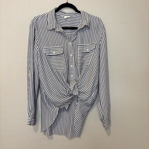 beachlunchlounge Striped Blue and White Women's Shirt